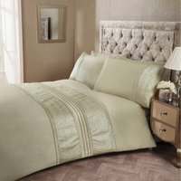 Aurora Floral Polycotton Duvet Set With Pillowcase - Gold / King