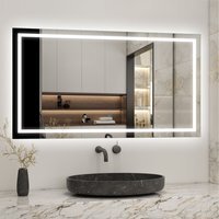 LED Illuminated Bathroom Mirror with Demister Pad - White / 120cm / 11.9kg