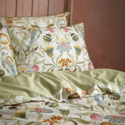Liberty Floral Birds Luxury Cotton Duvet Cover Set - Stone / Superking - thumbnail 4
