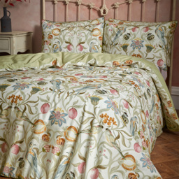 Liberty Floral Birds Luxury Cotton Duvet Cover Set - Stone / Superking - thumbnail 2