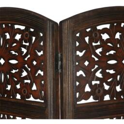 4 Panel Heavy Carved Wooden Room Divider Screen Gamla - White / White - thumbnail 5
