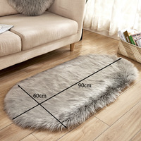 Livingandhome Grey Oval Shaggy Area Rug - Grey / 90cm - thumbnail 1