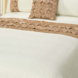 Luxury Vogue Diamante Floral Duvet Cover and Pillowcase Set - Latte - thumbnail 2