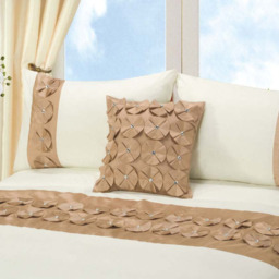 Luxury Vogue Diamante Floral Duvet Cover and Pillowcase Set - Latte - thumbnail 3