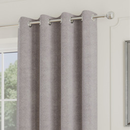 Pair of Royale Silver Boucle Eyelet Thermal Room Darkening Curtains - Silver / 168cm / 183cm - thumbnail 4