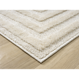 Isabella Living Room Area Rugs - Embossed Geometric Rectangle Design Rug - Cream / 170cm - thumbnail 5