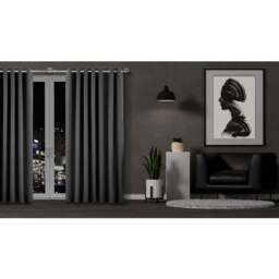 Gun Metal Industrial Room Darkening Extendable Metal Curtain Pole Set - Gunmetal Grey / 70cm - thumbnail 3