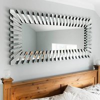 MirrorOutlet Sunburst All Glass Stylised Decorative Dress Mirror - Silver
