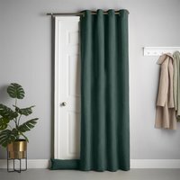 Velvet Chenille Thermal Fleece Lined Ring Top Door Curtain - Green - image 1