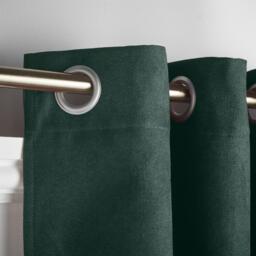 Velvet Chenille Thermal Fleece Lined Ring Top Door Curtain - Green - thumbnail 4