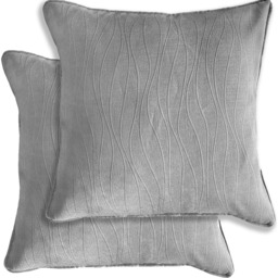 Pair of Goodwood Textured Wave Pattern Cushion Covers - 43x43cm - Cases Only - Silver - thumbnail 3