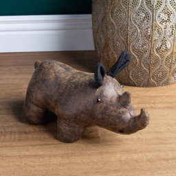 Faux Leather Rhino Door Stop - Brown - thumbnail 2