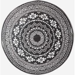 Homescapes Outdoor Rug Waterproof Reversible, 180cm Round, Black and White Motif - Black - thumbnail 2