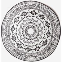 Homescapes Outdoor Rug Waterproof Reversible, 180cm Round, Black and White Motif - Black - thumbnail 1
