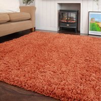 Super Soft Terracotta Orange Shaggy Living Area Rug - Terracotta / 230 x 160cm - image 1