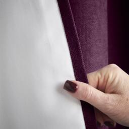 Velvet Chenille Thermal Fleece Lined Pencil Pleat Taped Top Door Curtain - Aubergine - thumbnail 4