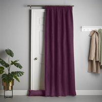 Velvet Chenille Thermal Fleece Lined Pencil Pleat Taped Top Door Curtain - Aubergine - thumbnail 1