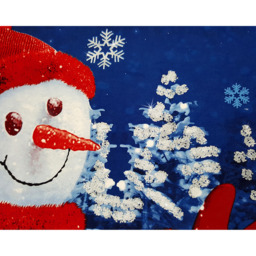 Shimmering Glitter Snowman Panel Duvet Set - Blue / King - thumbnail 2