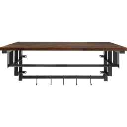 Coat Rack, Wall Mounted, Shelf, Hanging Rail, 5 Hooks - Industrial Wood Dark - thumbnail 3