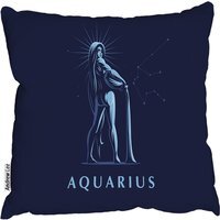 Sign Of The Zodiac Aquarius Outdoor Comfy Cushion - Blue / 60cm - thumbnail 1