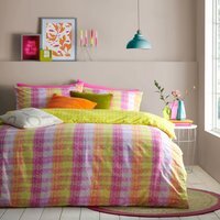 Neola Striped Reversible Duvet Cover Set - Fuchsia/Lime / Double - thumbnail 1