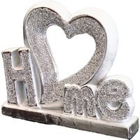 Crushed Diamond Home Sign Letters With Heart Jewel - Silver - thumbnail 1