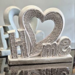 Crushed Diamond Home Sign Letters With Heart Jewel - Silver - thumbnail 2