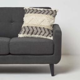 Homescapes Lindi Handwoven Tufted Cream Kilim Cushion - Cream - thumbnail 2