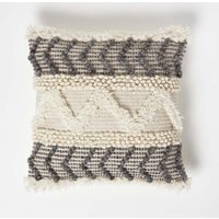 Homescapes Lindi Handwoven Tufted Cream Kilim Cushion - Cream - thumbnail 1