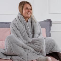 Teddy Fleece Weighted Blanket Throw - Grey / 180cm - thumbnail 2