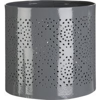 Punched Grey Finish Small Candle Holder - Grey