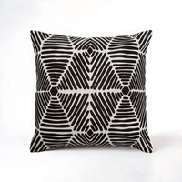 Bosie Ozella Black And White Square Embroidered Cushion - Black & White