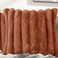 Luxury Jumbo Cord Faux Fur Cushion - Orange