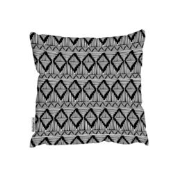 Tribal Pattern With Geometric Ornament Outdoor Cushion - Black / 60cm - thumbnail 2