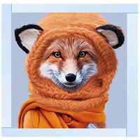 Fox with Winter Glitter Liquid Wall Art Dcor - Silver
