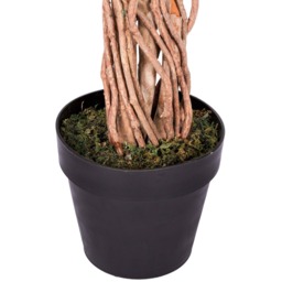 Green Artificial Ficus Tree with Twisted Real Wood Trunk, 6 Ft - Green - thumbnail 3