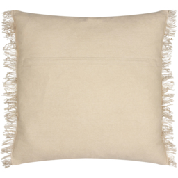 Beni Check Fringed Feather Filled Cushion - Stone/Natural - thumbnail 2