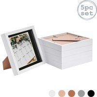 "3D Box Photo Frame - 8x8"" with 6x6"" Mount - Pack of 5 - White/Black" - image 1