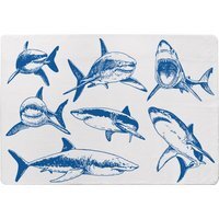 Graphical Set Of Blue Sharks Isolated On White Background Designer Rug - Blue / 150cm - image 1