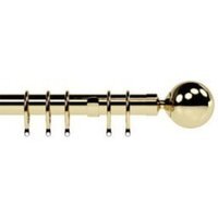 28mm Nikola Bright Brass Ball End Metal Curtain Pole Set - Bright Brass / 200cm