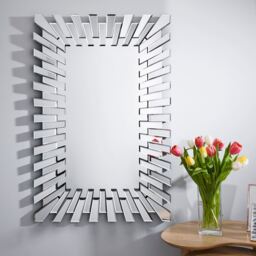 Starburst Silver Rectangular Wall Mirror - Silver - thumbnail 2