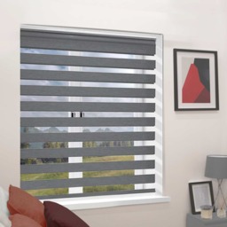 Day Night Zebra Duo Roller Blind - Dark Grey / 160cm / 120cm Width x 160cm Drop / 120cm - thumbnail 2