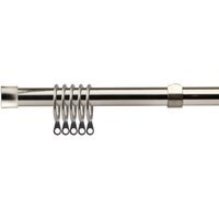 16-19mm Fenton Extendable Durable Metal Curtain Pole Set - Brushed Silver / 160cm