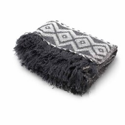 Grey Geometric Boho Throw Soft Cotton, Stylish Accent - Grey - thumbnail 3