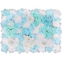 Artificial Flowers Wall Panels - Sky Blue, Aqua Blue & White