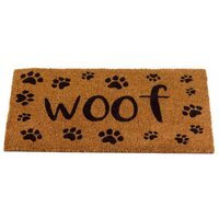 Coir Door Mat Dog Woof  - Brown - thumbnail 1