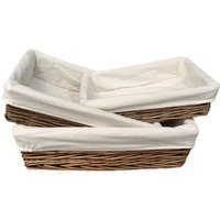 Lined Antique Wash Straight Sided Wicker Tray - Brown / 30cm - image 1