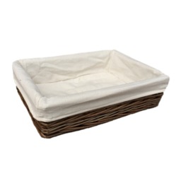 Lined Antique Wash Straight Sided Wicker Tray - Brown / 30cm - thumbnail 3