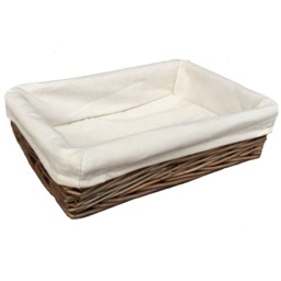 Lined Antique Wash Straight Sided Wicker Tray - Brown / 30cm - thumbnail 2