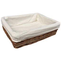Lined Antique Wash Straight Sided Wicker Tray - Brown / 30cm - thumbnail 4
